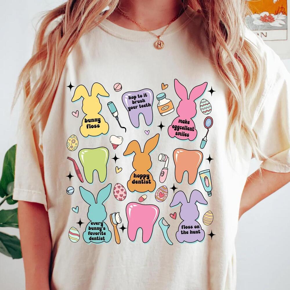 Easter Day Dentist T-Shirt, Dental Bunny Tooth Shirt, Easter Dental Hygienist